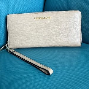 Michael Kors travel continental large leather wallet in camel